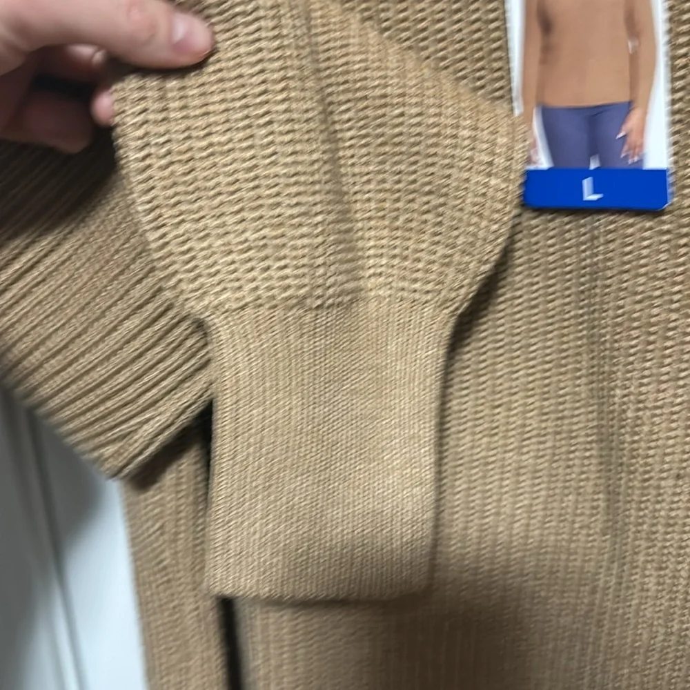 Jessica Simpson Ribbed Sweater Knit Tan Brown Crewneck Women's Size L NWT